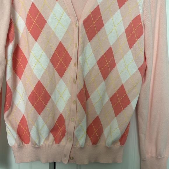Brooks brothers argile cartigan in pink salmon and white - Picture 3 of 4